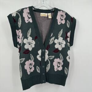Jantzen‎ Womens Size S Vintage Sweater Vest Floral Cottagecore Retro